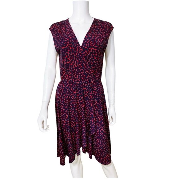 BCBG MAXAZRIA Navy & Red Polka-Dot "Like" Pattern Knee Dress, Sz S #1482 - Picture 13 of 16